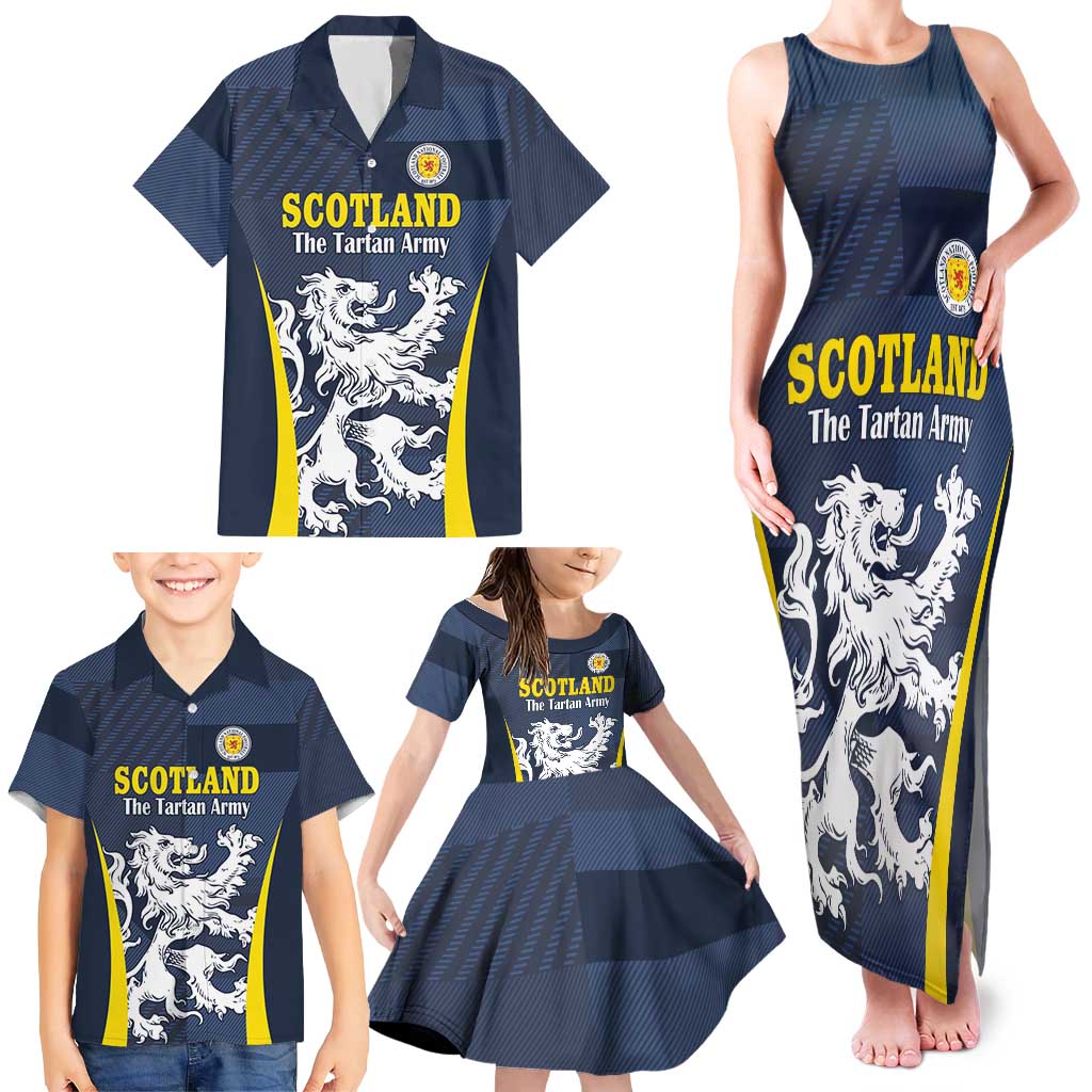 Custom Scotland Football Family Matching Tank Maxi Dress and Hawaiian Shirt Scottish Lion Rampant Tartan Fan - Wonder Print Shop