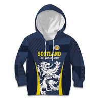 Custom Scotland Football Kid Hoodie Scottish Lion Rampant Tartan Fan - Wonder Print Shop