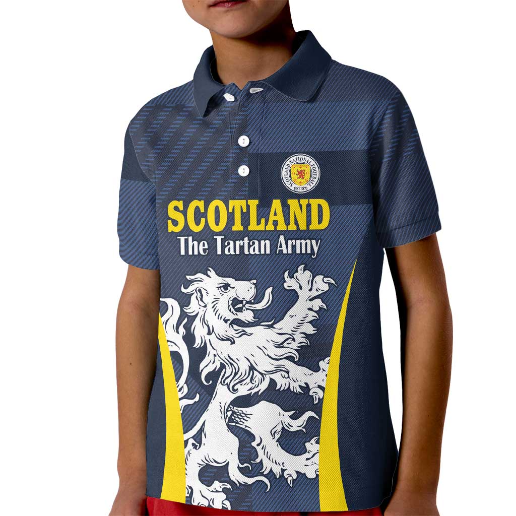 Custom Scotland Football Kid Polo Shirt Scottish Lion Rampant Tartan Fan - Wonder Print Shop