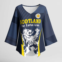 Custom Scotland Football Kimono Sleeve Blouse Scottish Lion Rampant Tartan Fan - Wonder Print Shop