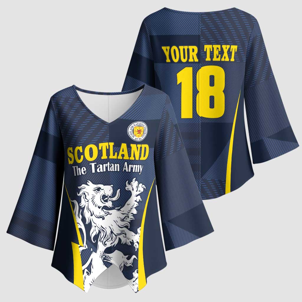 Custom Scotland Football Kimono Sleeve Blouse Scottish Lion Rampant Tartan Fan - Wonder Print Shop