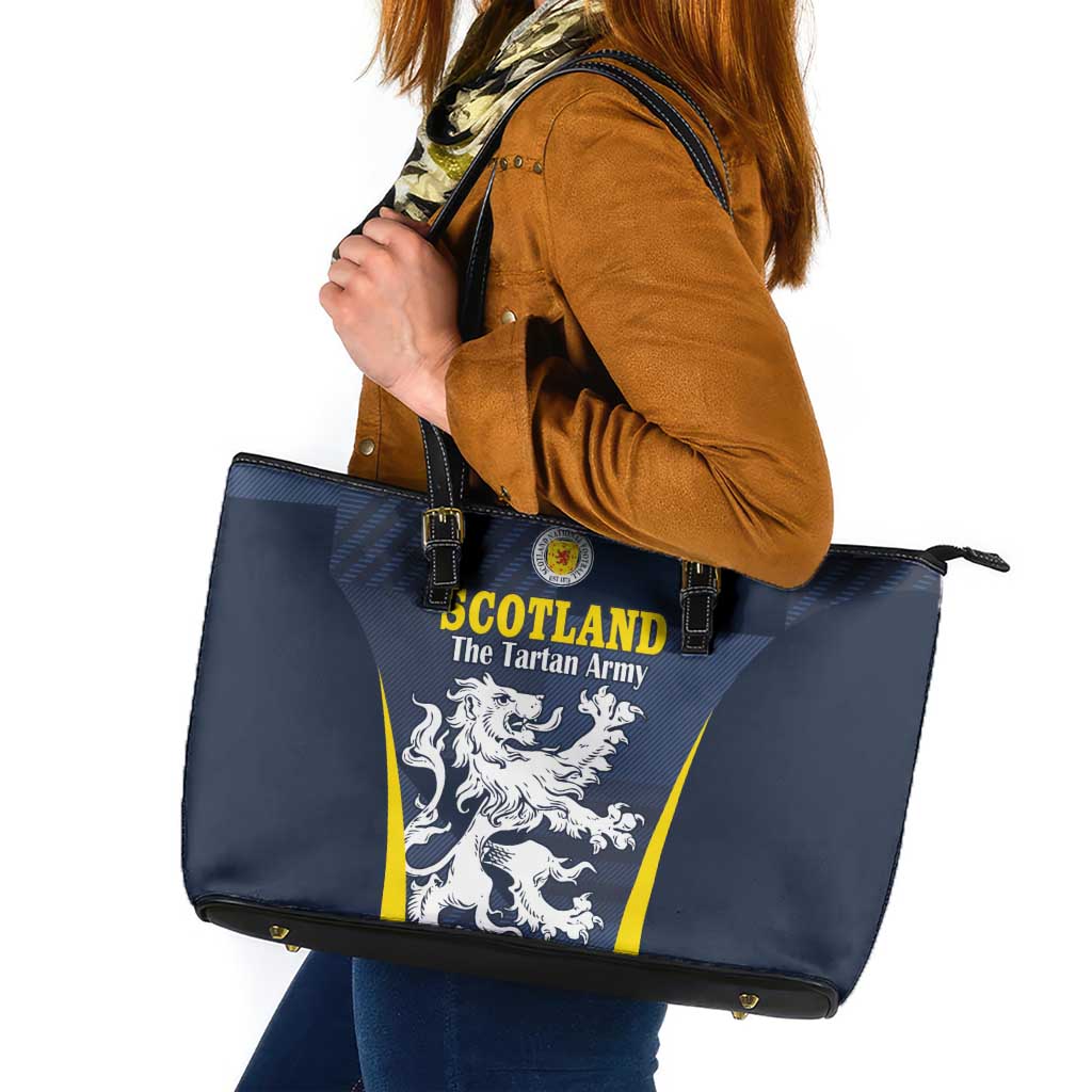 Scotland Football Leather Tote Bag Scottish Lion Rampant Tartan Fan - Wonder Print Shop