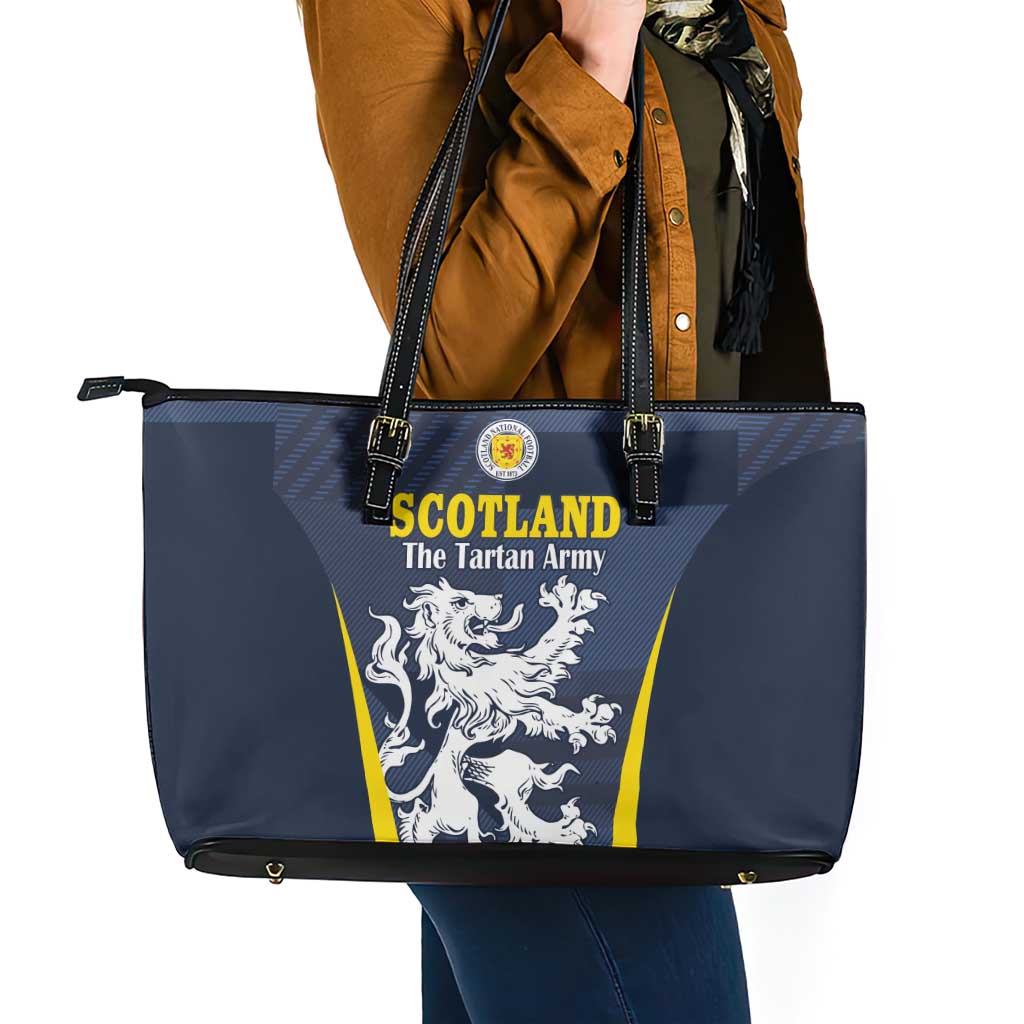 Scotland Football Leather Tote Bag Scottish Lion Rampant Tartan Fan - Wonder Print Shop