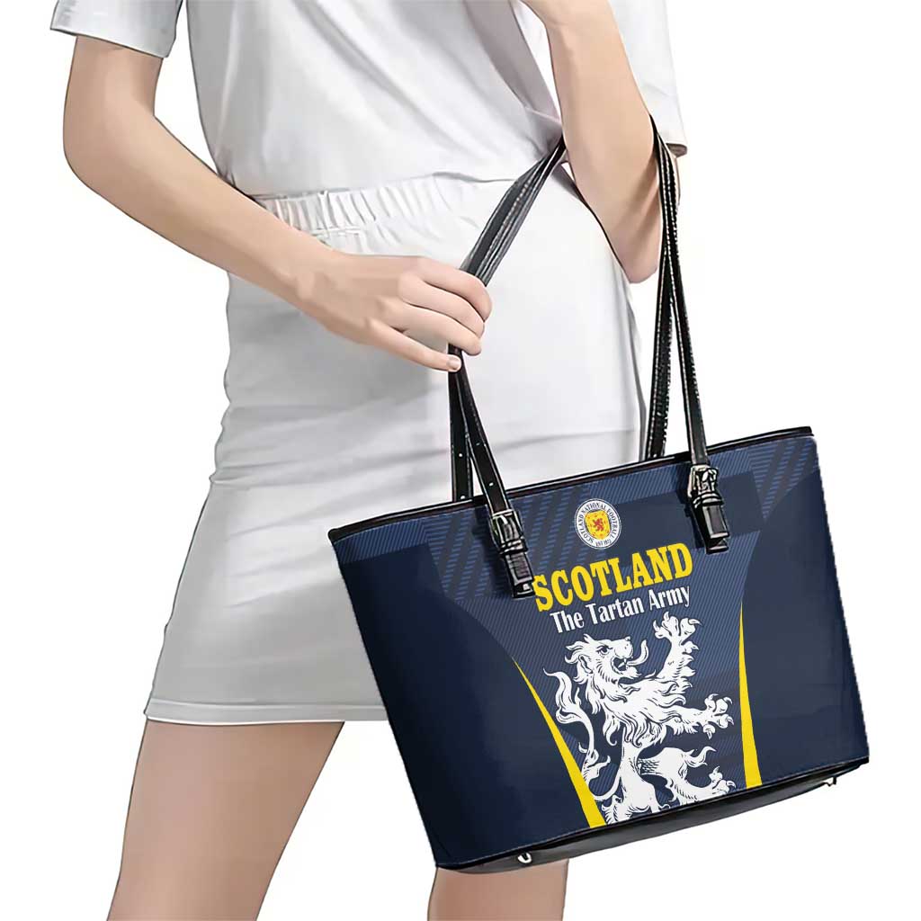 Scotland Football Leather Tote Bag Scottish Lion Rampant Tartan Fan - Wonder Print Shop