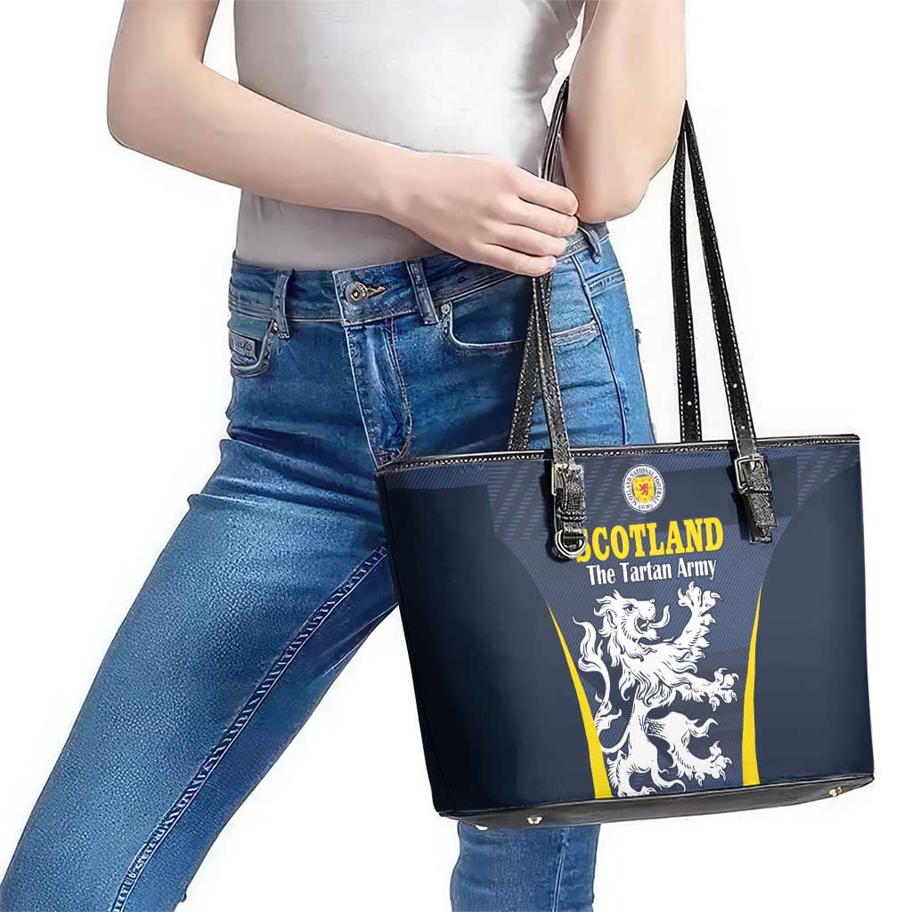 Scotland Football Leather Tote Bag Scottish Lion Rampant Tartan Fan - Wonder Print Shop