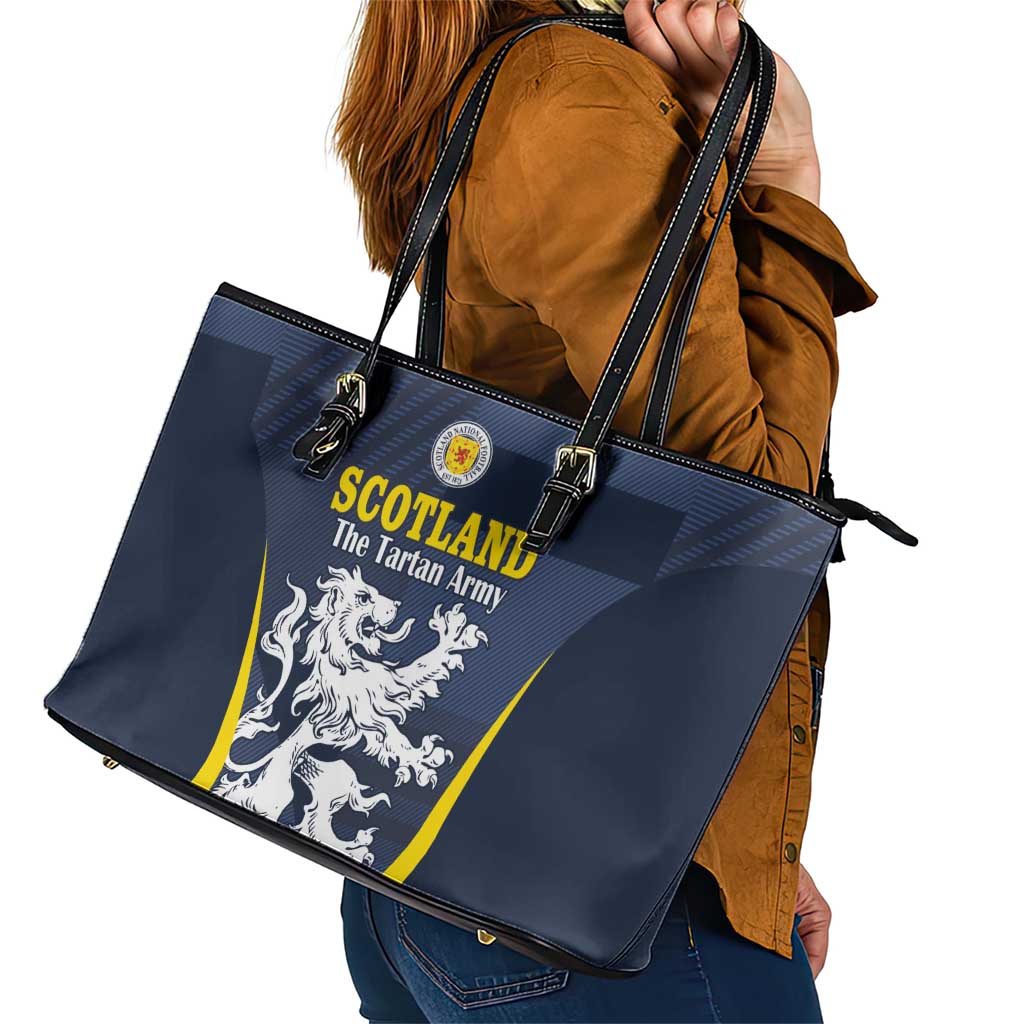 Scotland Football Leather Tote Bag Scottish Lion Rampant Tartan Fan - Wonder Print Shop