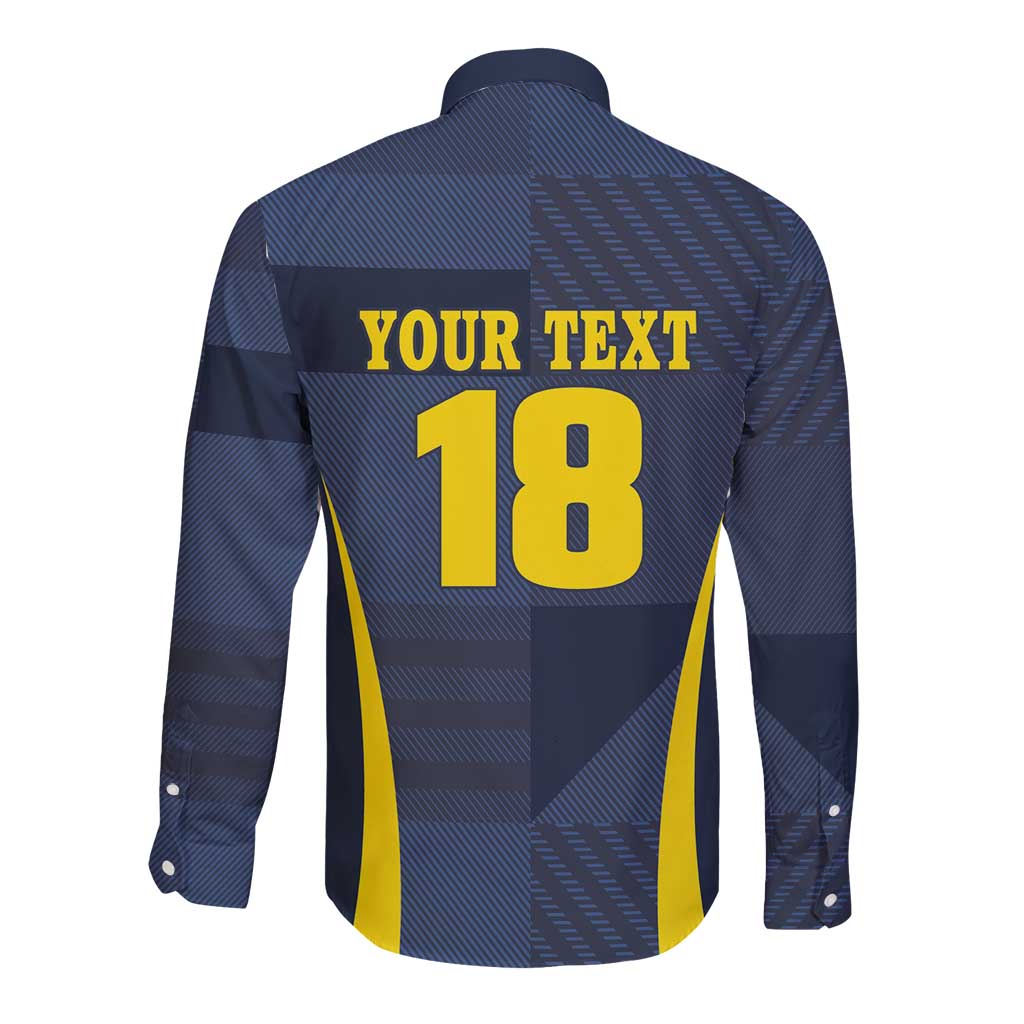 Custom Scotland Football Long Sleeve Button Shirt Scottish Lion Rampant Tartan Fan - Wonder Print Shop