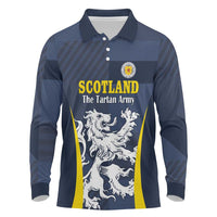 Custom Scotland Football Long Sleeve Polo Shirt Scottish Lion Rampant Tartan Fan - Wonder Print Shop