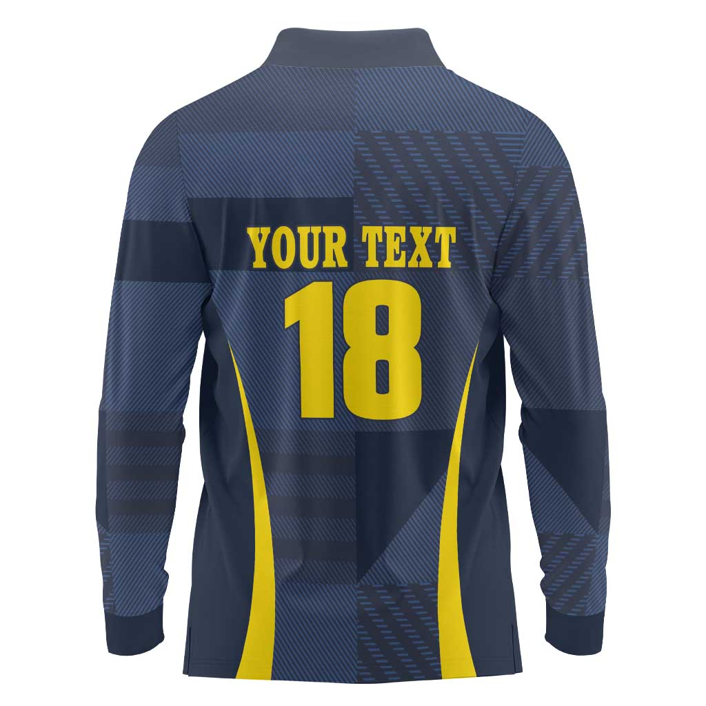 Custom Scotland Football Long Sleeve Polo Shirt Scottish Lion Rampant Tartan Fan - Wonder Print Shop