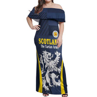 Custom Scotland Football Off Shoulder Maxi Dress Scottish Lion Rampant Tartan Fan - Wonder Print Shop