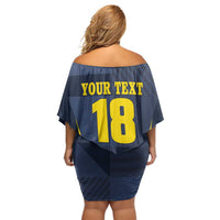 Custom Scotland Football Off Shoulder Short Dress Scottish Lion Rampant Tartan Fan - Wonder Print Shop