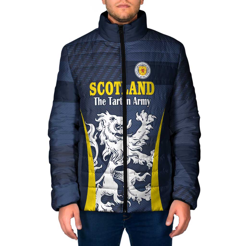 Custom Scotland Football Padded Jacket Scottish Lion Rampant Tartan Fan - Wonder Print Shop