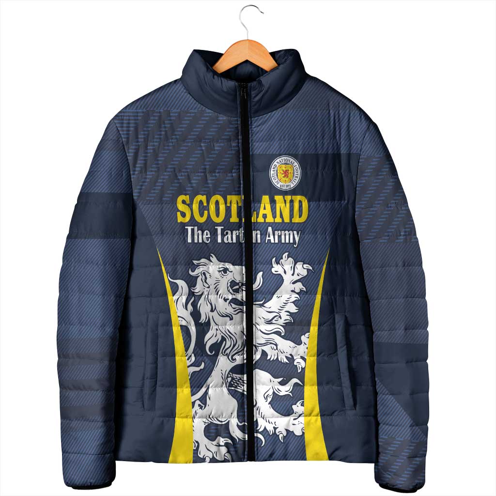 Custom Scotland Football Padded Jacket Scottish Lion Rampant Tartan Fan - Wonder Print Shop