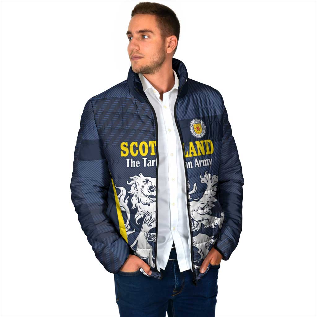 Custom Scotland Football Padded Jacket Scottish Lion Rampant Tartan Fan - Wonder Print Shop