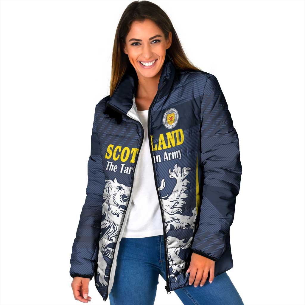 Custom Scotland Football Padded Jacket Scottish Lion Rampant Tartan Fan - Wonder Print Shop