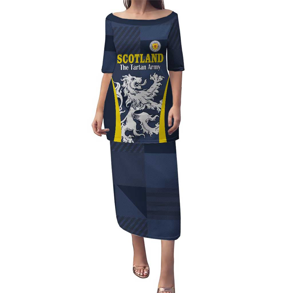 Custom Scotland Football Puletasi Scottish Lion Rampant Tartan Fan - Wonder Print Shop