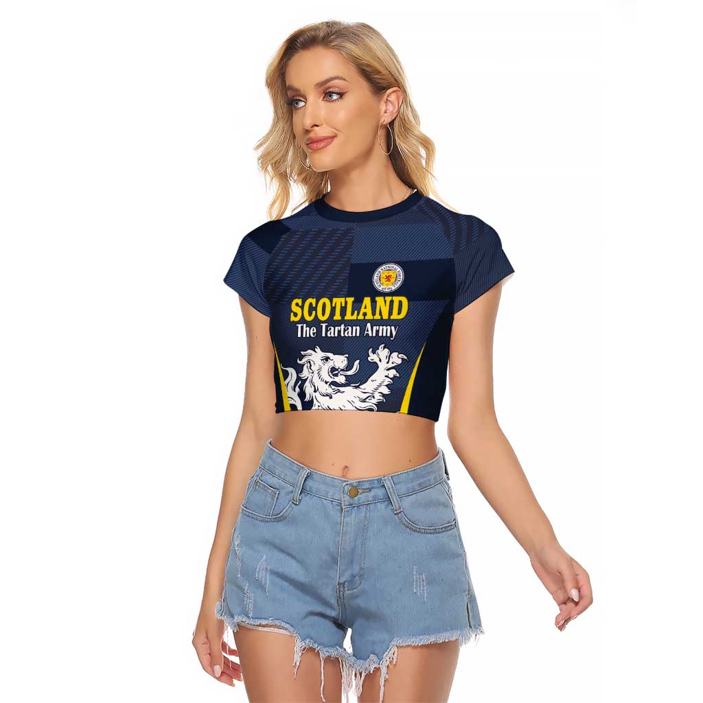 Custom Scotland Football Raglan Cropped T Shirt Scottish Lion Rampant Tartan Fan - Wonder Print Shop