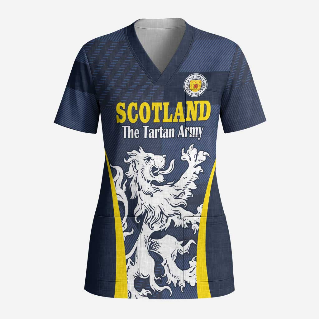 Custom Scotland Football Scrub Top Scottish Lion Rampant Tartan Fan - Wonder Print Shop