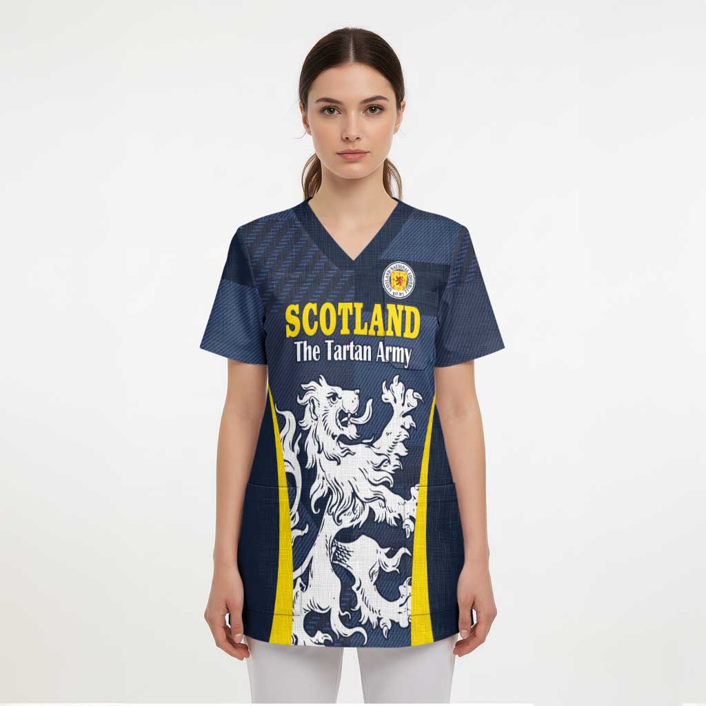 Custom Scotland Football Scrub Top Scottish Lion Rampant Tartan Fan - Wonder Print Shop