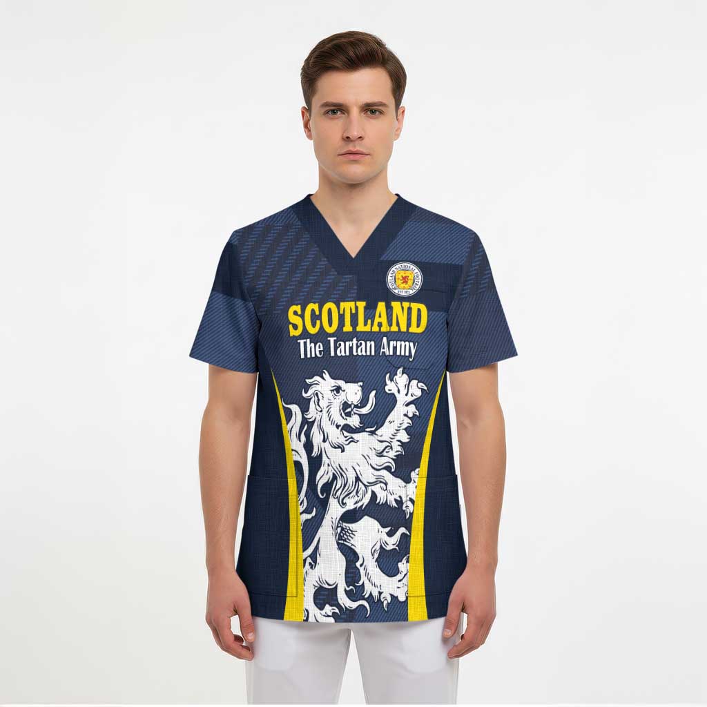 Custom Scotland Football Scrub Top Scottish Lion Rampant Tartan Fan - Wonder Print Shop