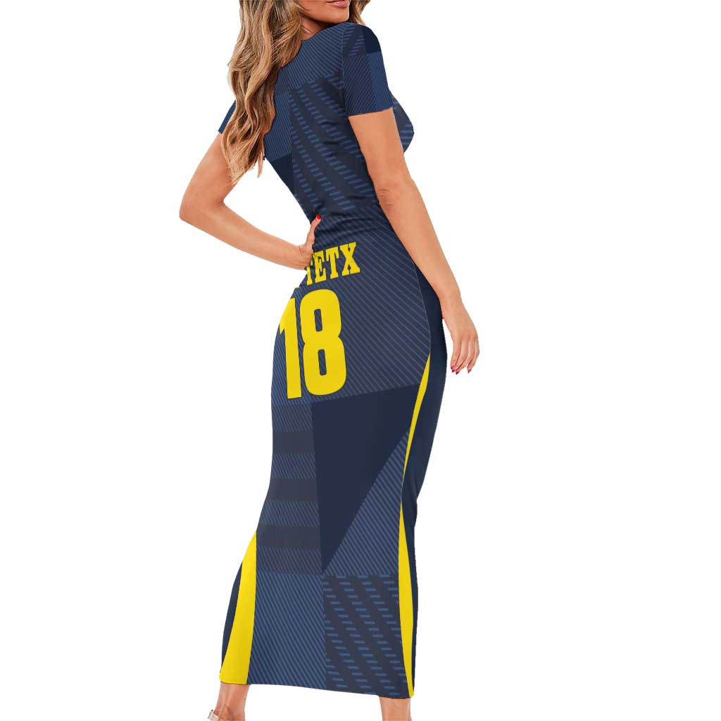 Custom Scotland Football Short Sleeve Bodycon Dress Scottish Lion Rampant Tartan Fan - Wonder Print Shop