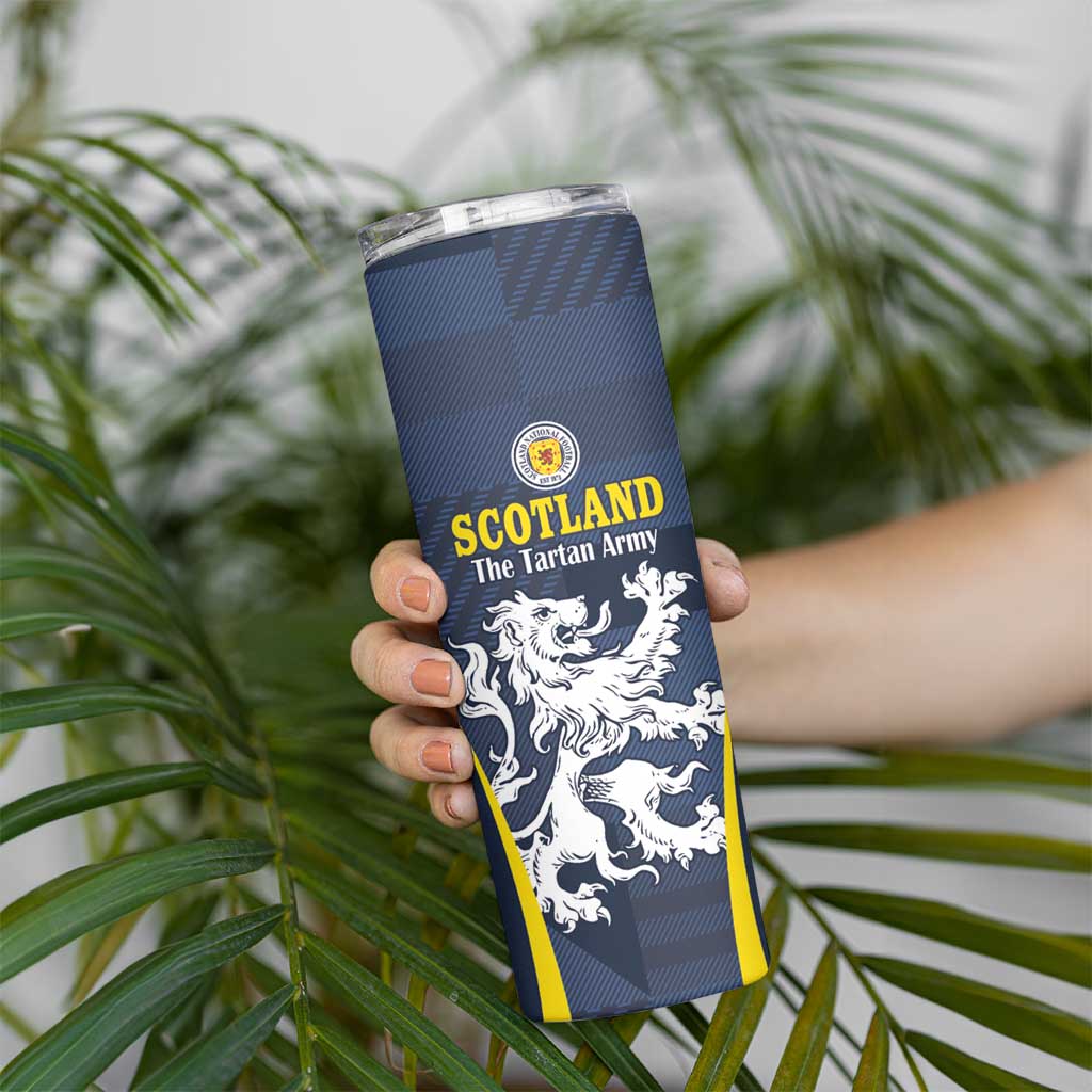 Custom Scotland Football Skinny Tumbler Scottish Lion Rampant Tartan Fan - Wonder Print Shop