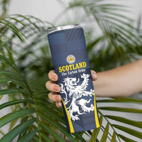 Custom Scotland Football Skinny Tumbler Scottish Lion Rampant Tartan Fan - Wonder Print Shop