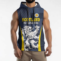 Custom Scotland Football Sleeveless Hoodie Scottish Lion Rampant Tartan Fan - Wonder Print Shop