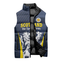 Custom Scotland Football Sleeveless Puffer Jacket Scottish Lion Rampant Tartan Fan - Wonder Print Shop