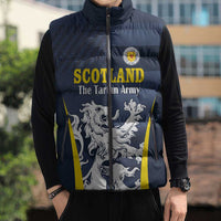 Custom Scotland Football Sleeveless Puffer Jacket Scottish Lion Rampant Tartan Fan - Wonder Print Shop
