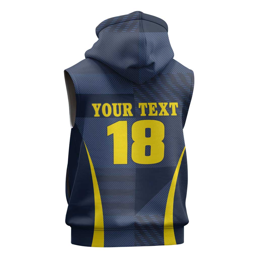 Custom Scotland Football Sleeveless Zip Hoodie Scottish Lion Rampant Tartan Fan - Wonder Print Shop