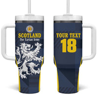 Custom Scotland Football Tumbler With Handle Scottish Lion Rampant Tartan Fan - Wonder Print Shop
