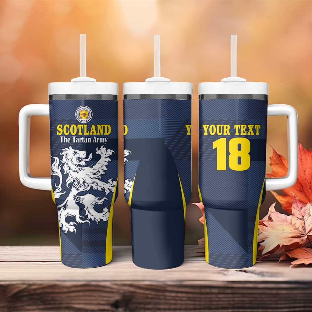 Custom Scotland Football Tumbler With Handle Scottish Lion Rampant Tartan Fan - Wonder Print Shop