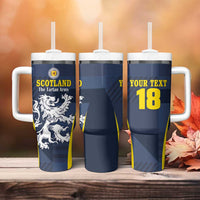 Custom Scotland Football Tumbler With Handle Scottish Lion Rampant Tartan Fan - Wonder Print Shop