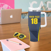 Custom Scotland Football Tumbler With Handle Scottish Lion Rampant Tartan Fan - Wonder Print Shop