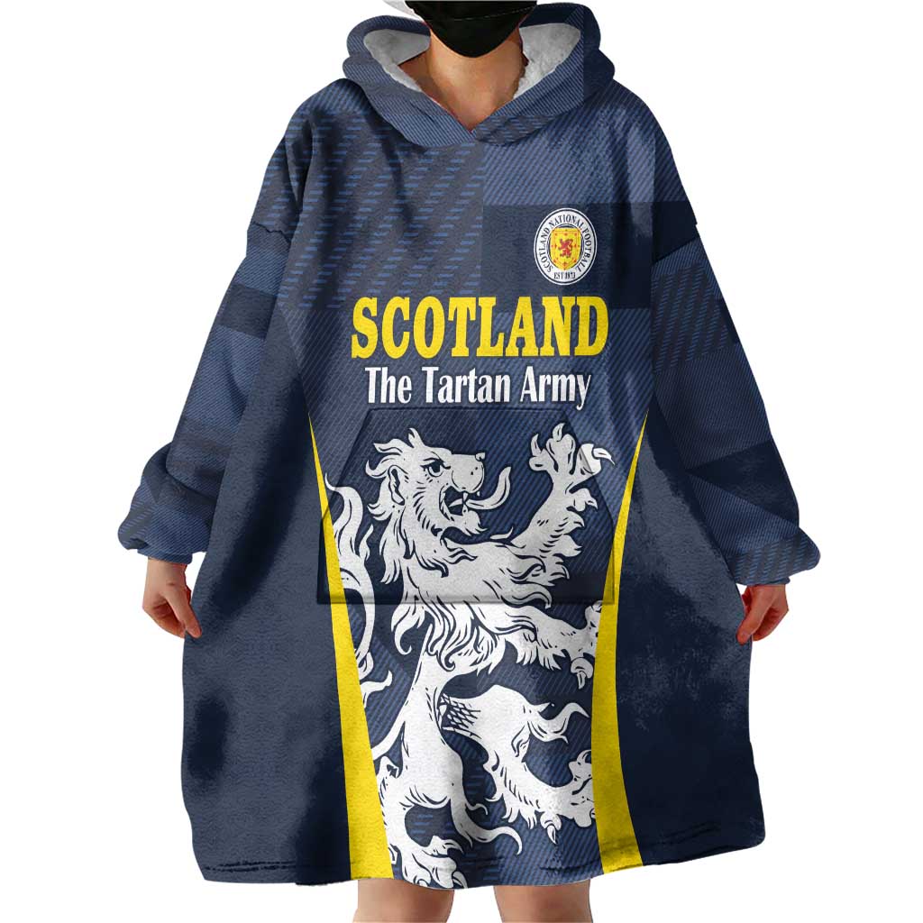 Custom Scotland Football Wearable Blanket Hoodie Scottish Lion Rampant Tartan Fan - Wonder Print Shop