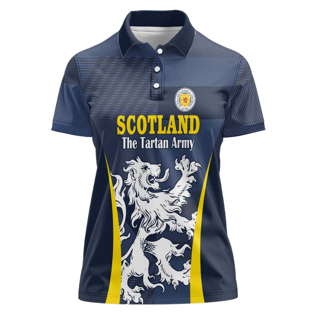 Custom Scotland Football Women Polo Shirt Scottish Lion Rampant Tartan Fan - Wonder Print Shop