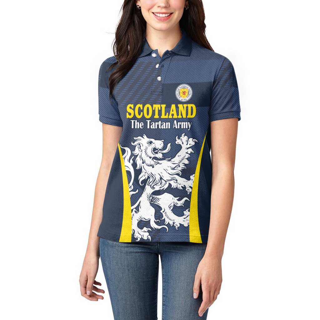 Custom Scotland Football Women Polo Shirt Scottish Lion Rampant Tartan Fan - Wonder Print Shop