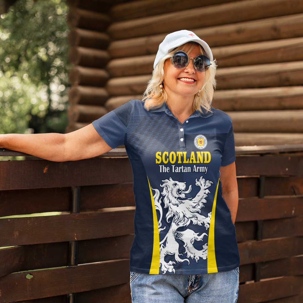 Custom Scotland Football Women Polo Shirt Scottish Lion Rampant Tartan Fan - Wonder Print Shop