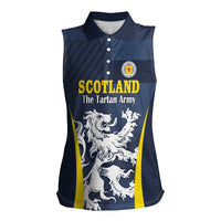 Custom Scotland Football Women Sleeveless Polo Shirt Scottish Lion Rampant Tartan Fan - Wonder Print Shop