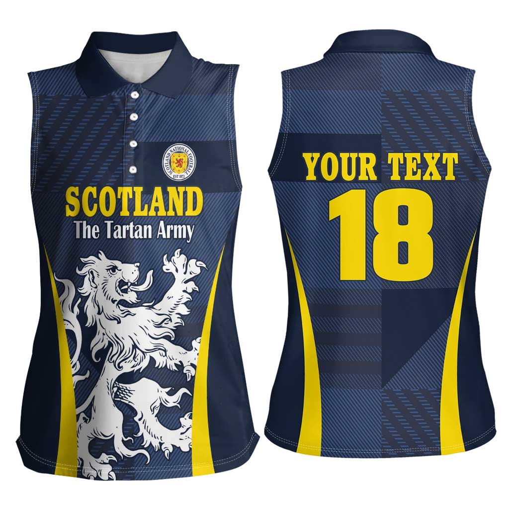 Custom Scotland Football Women Sleeveless Polo Shirt Scottish Lion Rampant Tartan Fan - Wonder Print Shop