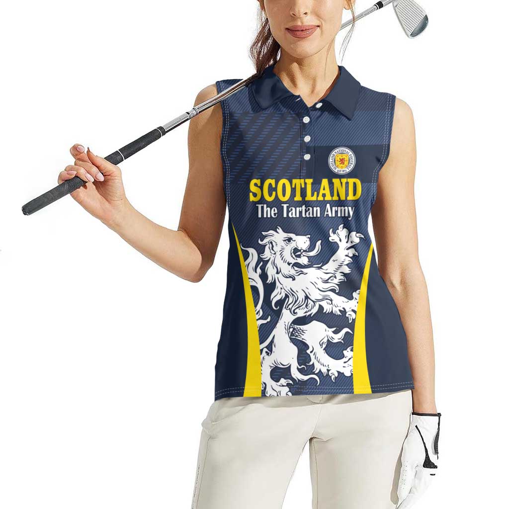 Custom Scotland Football Women Sleeveless Polo Shirt Scottish Lion Rampant Tartan Fan - Wonder Print Shop