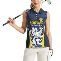 Custom Scotland Football Women Sleeveless Polo Shirt Scottish Lion Rampant Tartan Fan - Wonder Print Shop