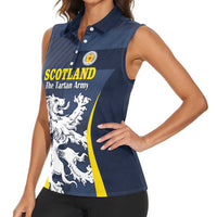 Custom Scotland Football Women Sleeveless Polo Shirt Scottish Lion Rampant Tartan Fan - Wonder Print Shop
