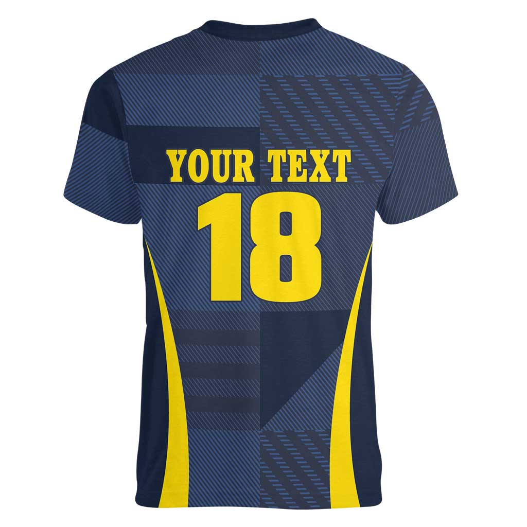 Custom Scotland Football Women V-Neck T-Shirt Scottish Lion Rampant Tartan Fan - Wonder Print Shop