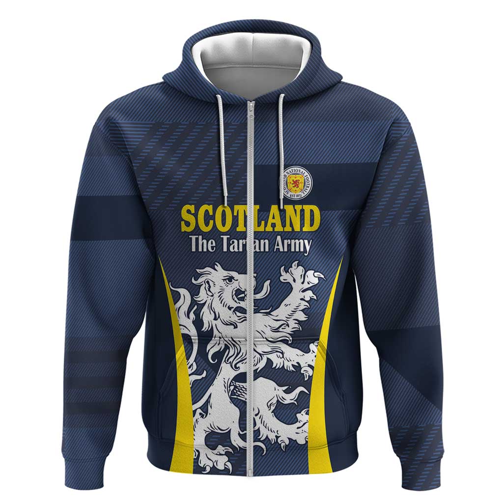 Custom Scotland Football Zip Hoodie Scottish Lion Rampant Tartan Fan - Wonder Print Shop