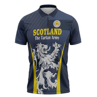 Custom Scotland Football Zipper Polo Shirt Scottish Lion Rampant Tartan Fan - Wonder Print Shop