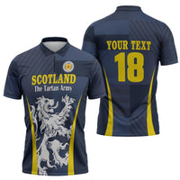 Custom Scotland Football Zipper Polo Shirt Scottish Lion Rampant Tartan Fan - Wonder Print Shop