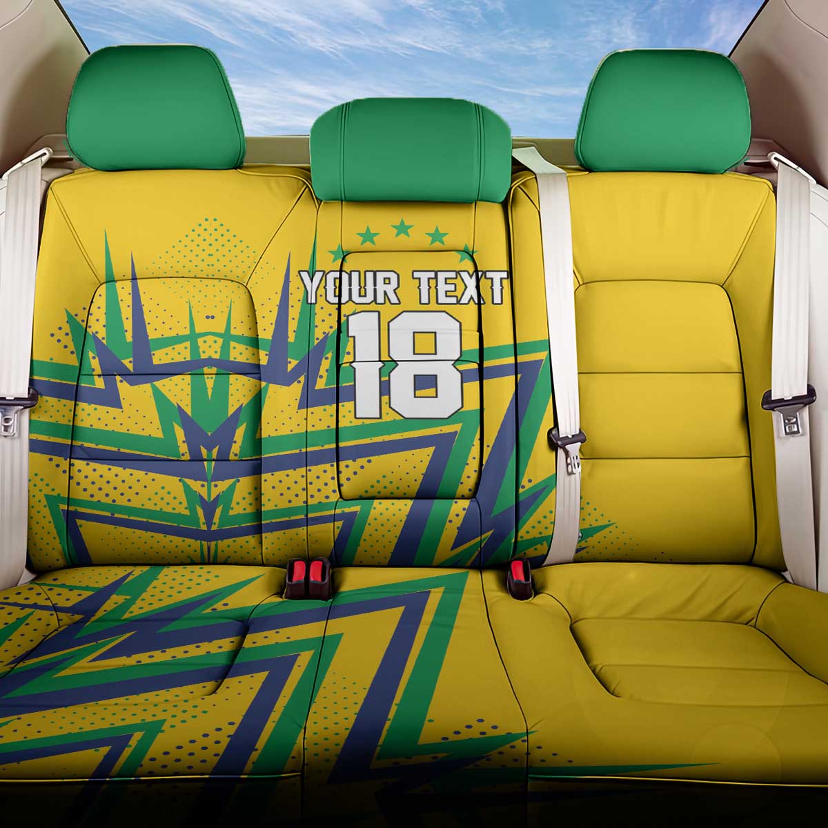 Custom Brazil Football Spirit Back Car Seat Cover Selecao Canarinho Sporty Style - Wonder Print Shop