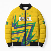 Custom Brazil Football Spirit Bomber Puffer Jacket Selecao Canarinho Sporty Style - Wonder Print Shop